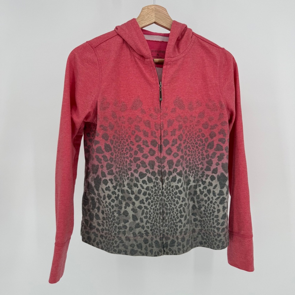 ac-tiv-ology Pink Grey‎ Leopard Ombre Full Zip Hoodie Jacket Womens PS